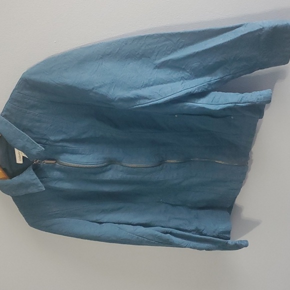 Coldwater Creek Jacket Womens Size 14 Green Blue Zip Up Zippered Embossed - Picture 2 of 9